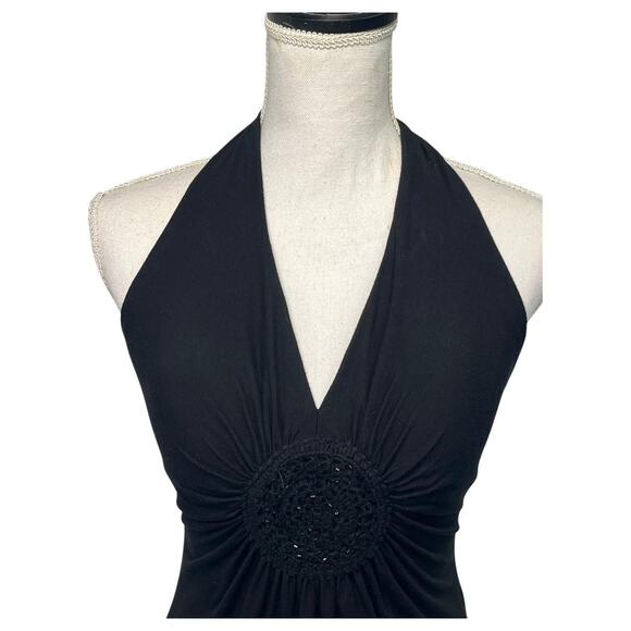 VTG Cache Halter Top Womens Medium Black Babydoll Crochet Boho Y2K Retro Fairy - Picture 5 of 12